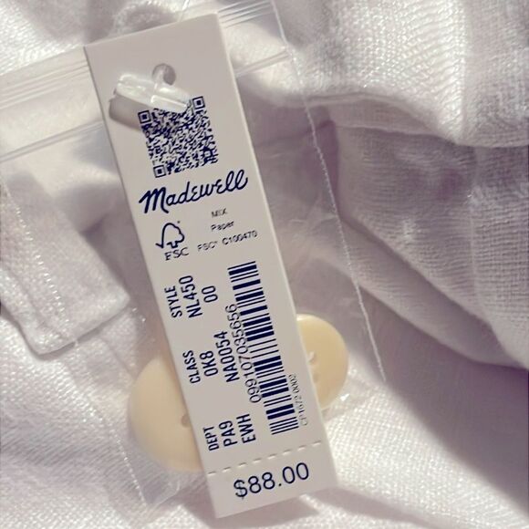 Madewell NWT Harlow Wide-Leg Pant in 100% Linen Size 00 in Eyelet White - Picture 9 of 10